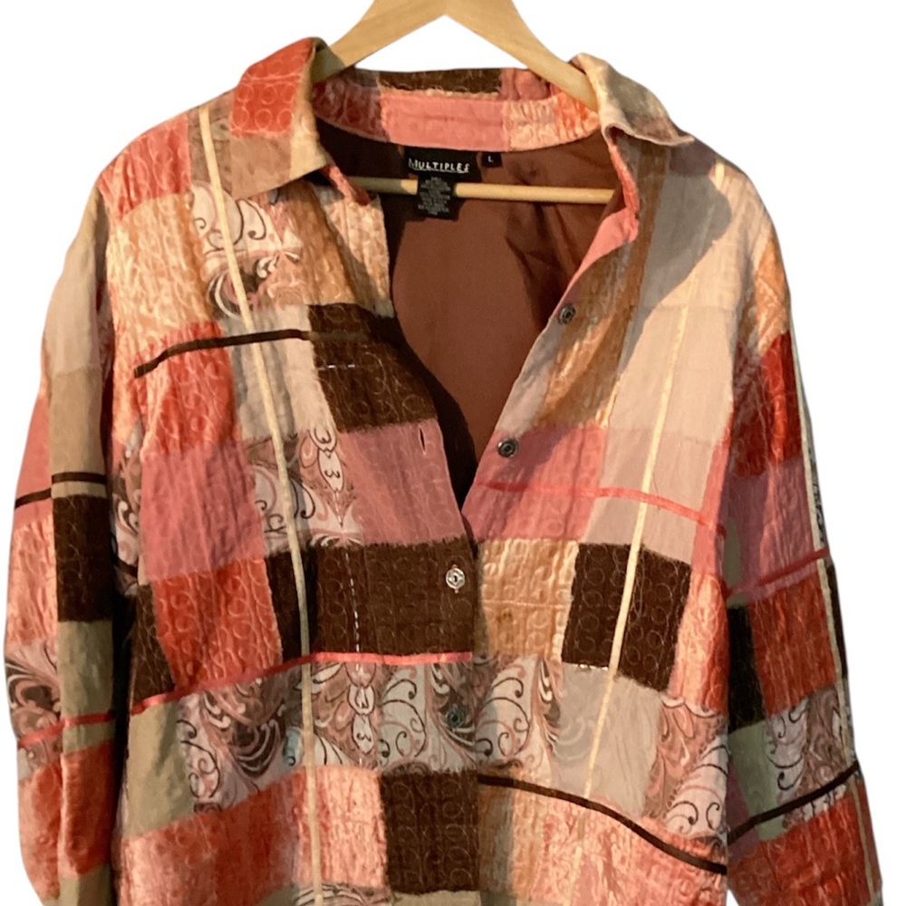 Multiples Patchwork Hippie Boho Button-Down Color… - image 6